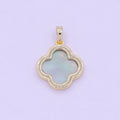 Dainty Abalone Clover Pendant Gold Lucky Charm X-460 - DLUXCA