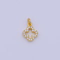 Micro Paved CZ Open Quatrefoil Lucky Clover Charm Findings For Jewelry Making | X717 - DLUXCA