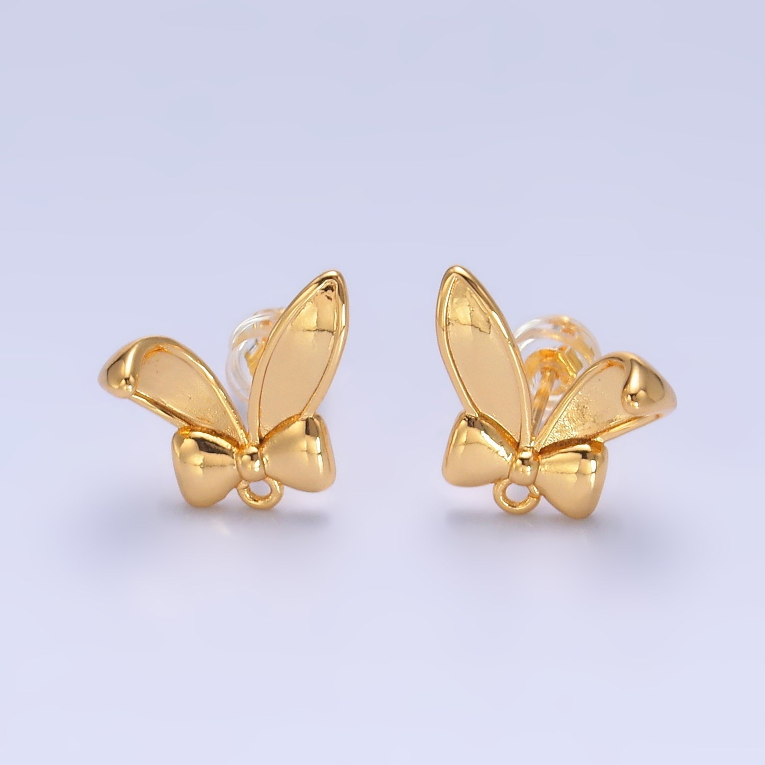 24K Gold plated Bunny Ear Drop Stud Earring Findings | Z1088
