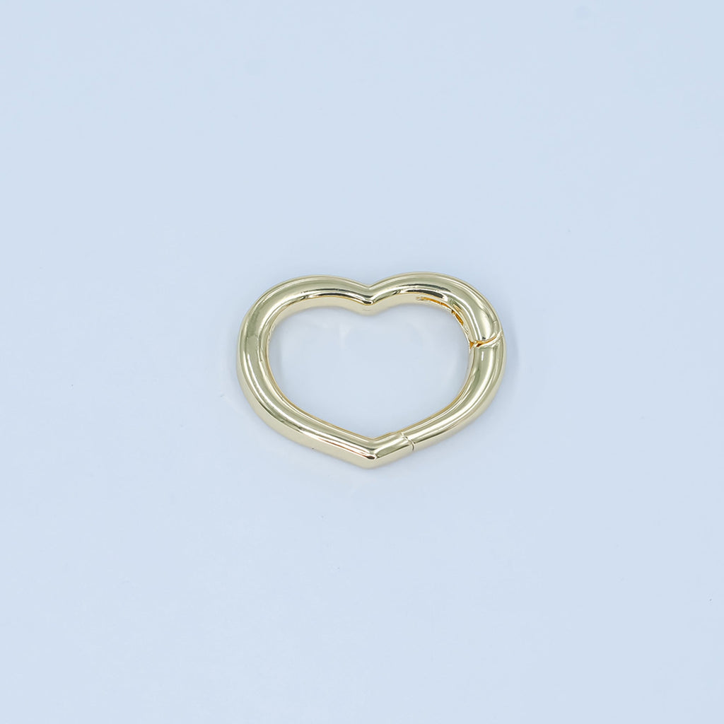 24K Gold plated 14.8mm Minimalist Heart Push Gate Finding in Gold & Silver | Z1136