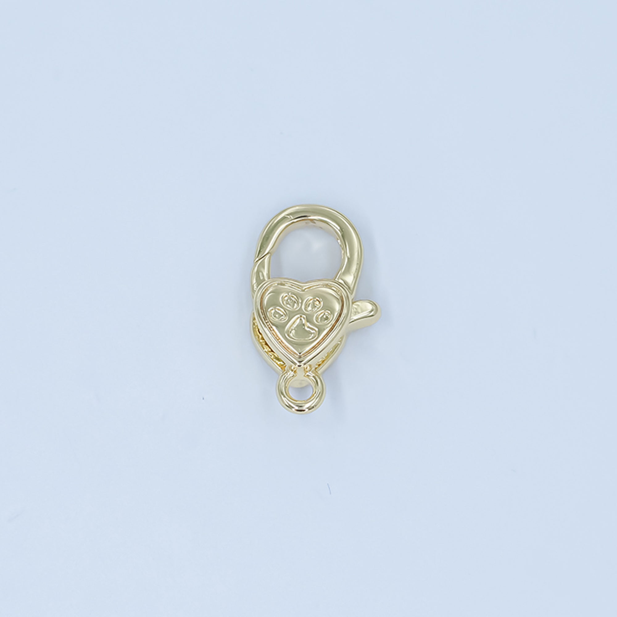 24K Gold plated Paw Print Heart Lobster Claw Clasp Closure Finding in Gold & Silver | Z1140