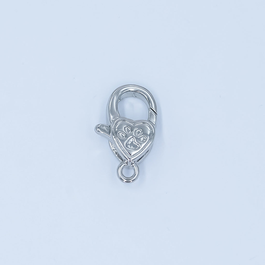24K Gold plated Paw Print Heart Lobster Claw Clasp Closure Finding in Gold & Silver | Z1140
