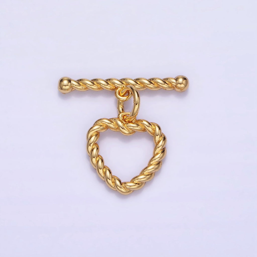 14K Gold plated 20mm Heart Croissant Toggle Clasps Closure Findings | Z778
