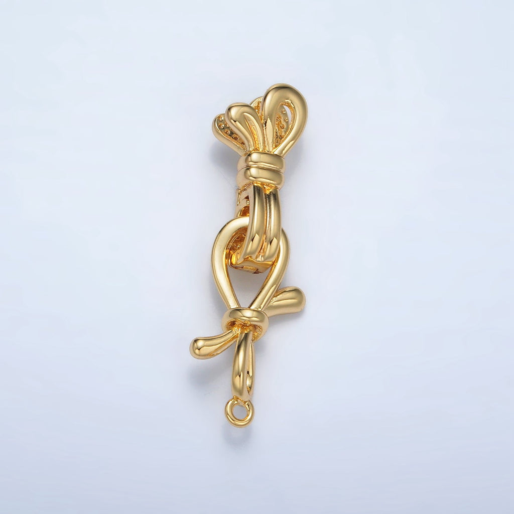 24K Gold plated Ribbon Bow Snap Latch Closure Findings Set | Z861