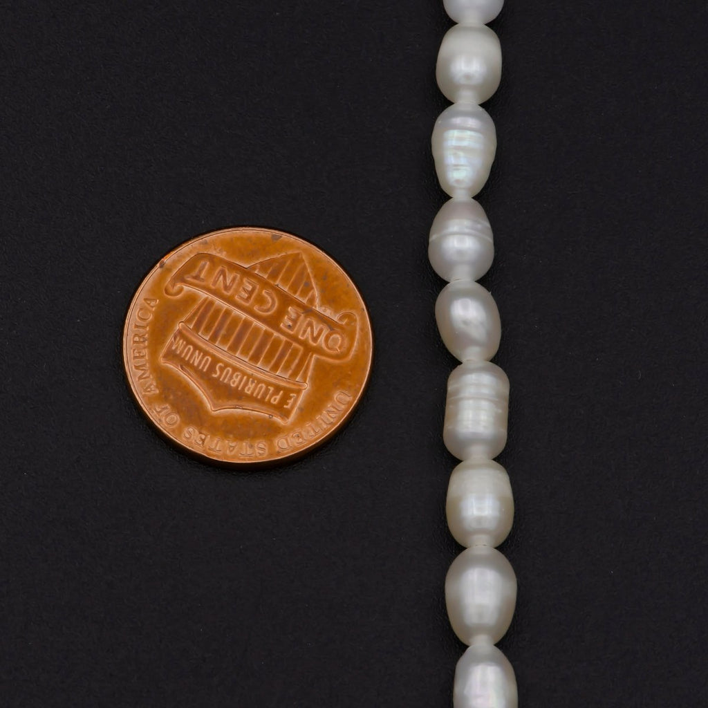 AAA+ 4.9-5.4mm Dainty white rice pearls, full strand, oval loose pearl beads, diy pearl, genuine pearl beads | WA-574 Clearance Pricing - DLUXCA