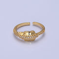 Adjustable Feather Ring, 14K Yellow Gold plated, Dainty Ring Leaf Ring O-2134 - DLUXCA