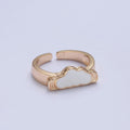 Adjustable kawaii ring with a White Cloud Ring Pink Enamel Ring Open O-2220 O-2221