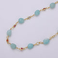 Amazonite Stone Micro Pave Charm 24K Gold plated Chain by Yard, Cubic Round Charm Chain, Semiprecious Stone Heart Chakra Chain | ROLL-335 Clearance Pricing - DLUXCA