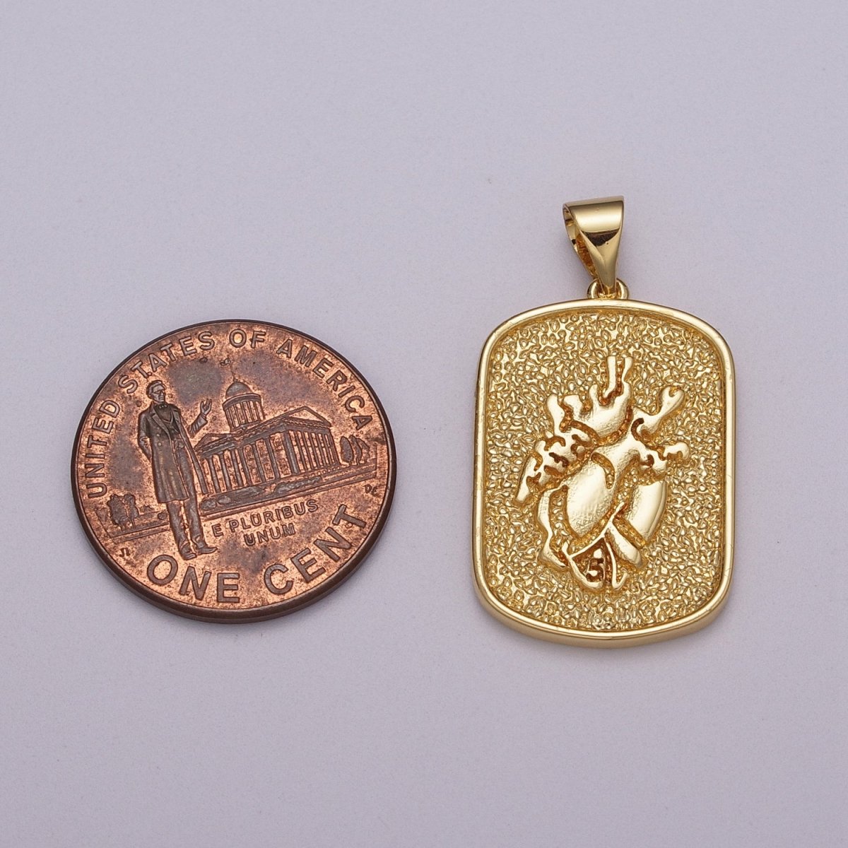 Anatomical Human Heart Pendant Charm Gold Silver Military Tag Jewelry Pendant / N-1439, N-1440