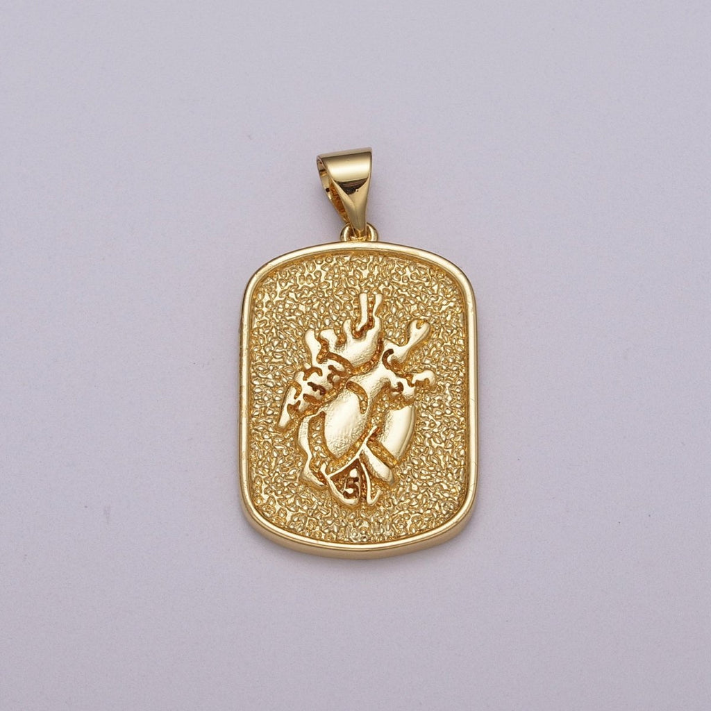 Anatomical Human Heart Pendant Charm Gold Silver Military Tag Jewelry Pendant / N-1439, N-1440