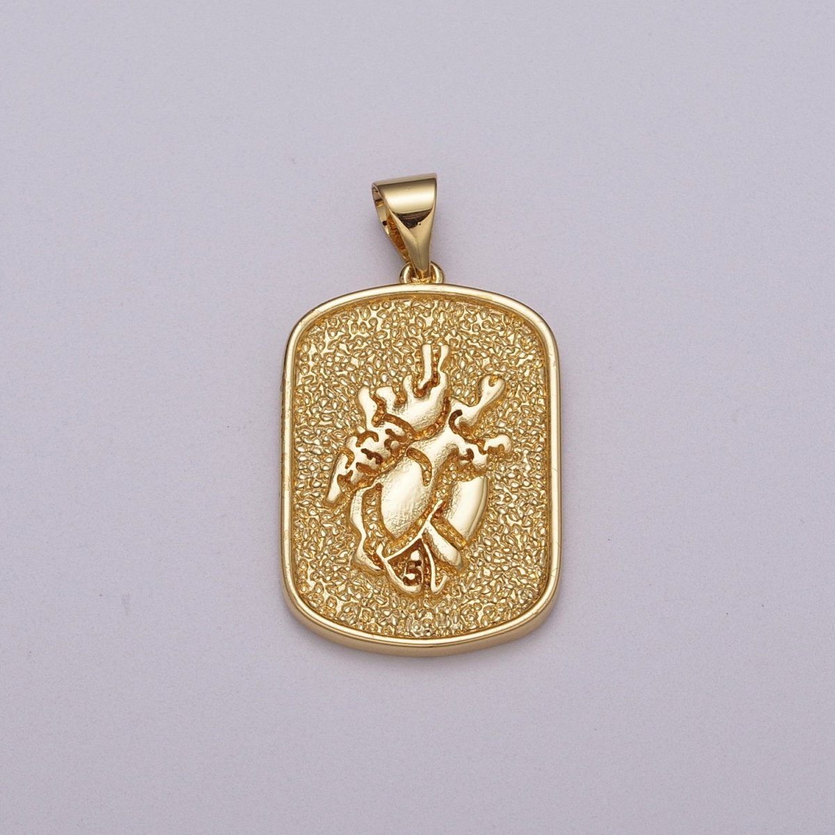 Anatomical Human Heart Pendant Charm Gold Silver Military Tag Jewelry Pendant / N-1439, N-1440