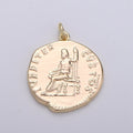 Ancient Greek Coins, 14k Gold plated coin pendant, Medallion charms, Jupiter Pendant, Zeus coin charms, Greek Jewelry Necklace D-396 - DLUXCA
