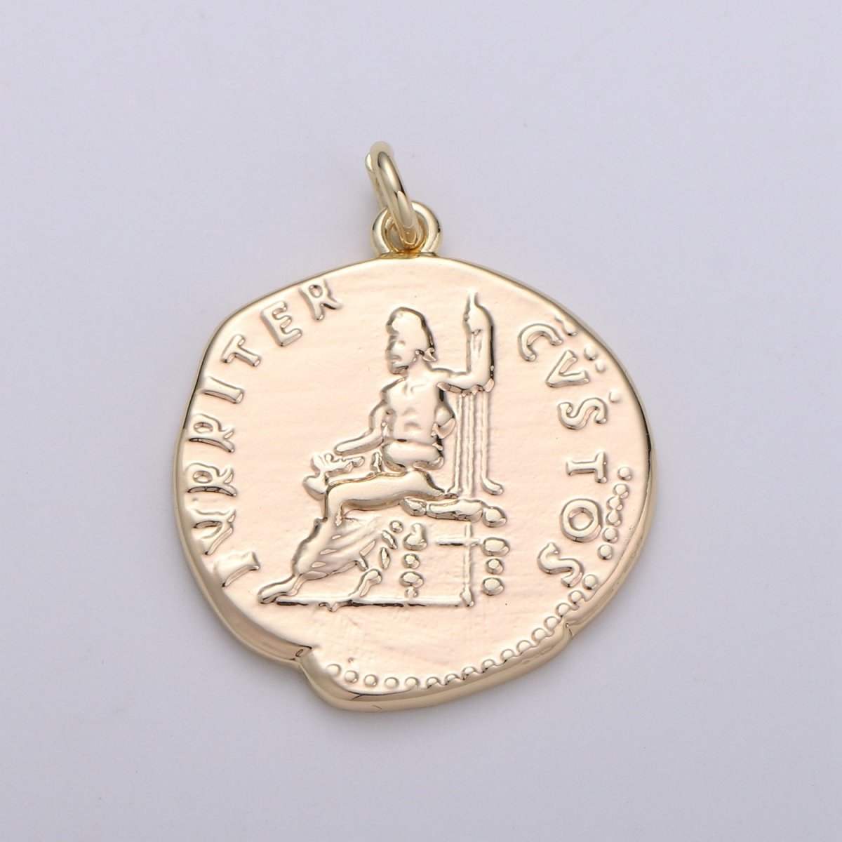 Ancient Greek Coins, 14k Gold plated coin pendant, Medallion charms, Jupiter Pendant, Zeus coin charms, Greek Jewelry Necklace D-396 - DLUXCA