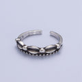 Antique Silver Bubble Beaded Chain Link Adjustable Silver Ring | X-593 - DLUXCA