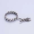 Antique Silver Curb Chain Link with Rabbit Bunny Charm Adjustable Silver Ring | X-577 - DLUXCA