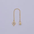 Back stopper w/ chain cz North Star Charm 2 pcs Gold plated Nickel free, Butterfly clutch chain Dainty earring back K-198 - DLUXCA