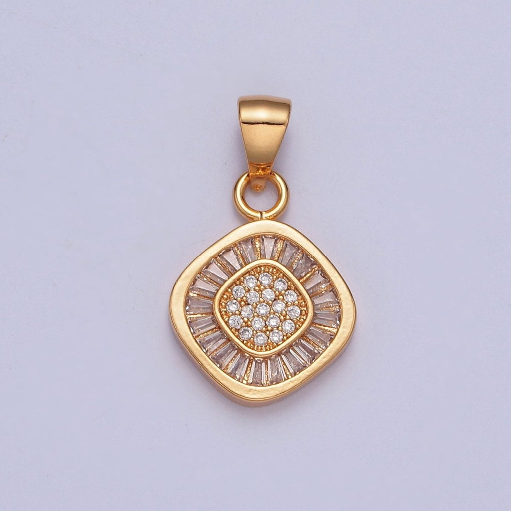Baguette Cubic Zirconia Rhombus Pendant For Jewelry Making X-368 - DLUXCA