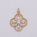 Baguette CZ Jasmine 24K Gold plated, Daisy Cluster Cubic Charm, Dainty Flower Pendant Dainty Vane Charm Compass bracelet earring necklace C-830 - DLUXCA