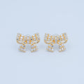 Baguette Micro Paved CZ Ribbon Bow Stud Earrings in Gold & Silver | AB293 AB294 