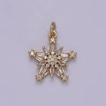 Baguette Star Pendant, CZ star charm for jewelry making, Celestial charm for necklace, Bracelet, earring 14k Gold plated Finding N-852 - DLUXCA