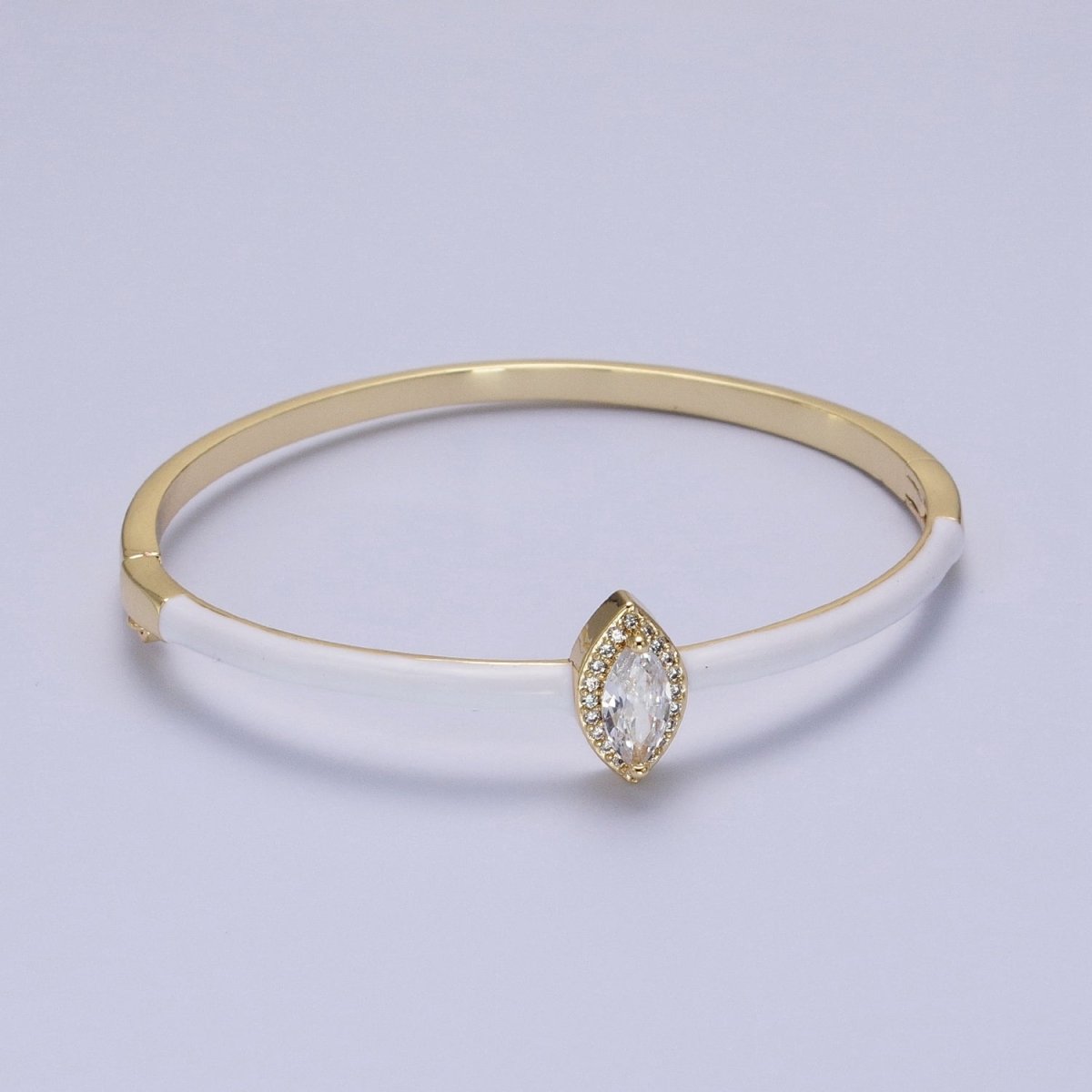 Barbie core Gold plated Marquise White, Green, Pink Micro Paved Enamel Gold Bangle Bracelet | WA-1337 WA-1338 WA-1339 Clearance Pricing
