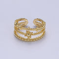 Beaded Triple Band Gold Sun Ring Stacking Celestial Jewelry Ring | AA1491 - DLUXCA