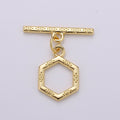 Bee hive Toggle Clasp, 24K Gold plated Toggle Clasps - Unique OT Clasp Hexagon Geometric Clasp for geometric Jewelry Supply L-090 L-093 L-094 L-095 - DLUXCA