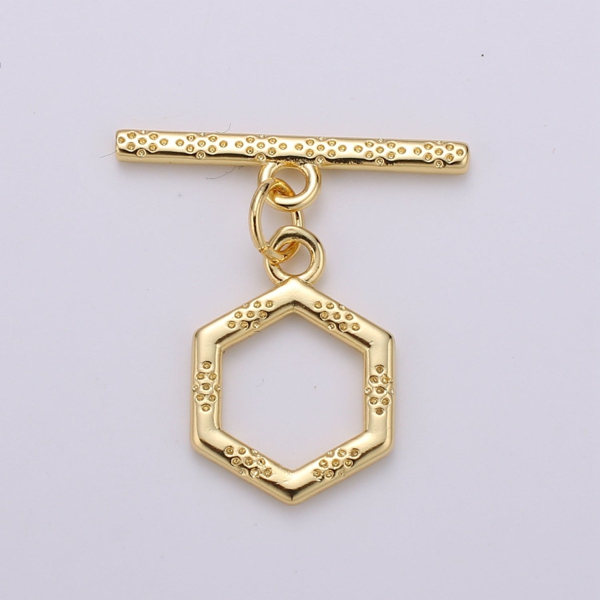Bee hive Toggle Clasp, 24K Gold plated Toggle Clasps - Unique OT Clasp Hexagon Geometric Clasp for geometric Jewelry Supply L-090 L-093 L-094 L-095 - DLUXCA