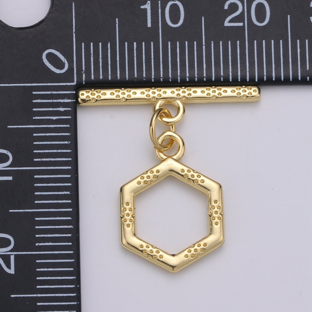 Bee hive Toggle Clasp, 24K Gold plated Toggle Clasps - Unique OT Clasp Hexagon Geometric Clasp for geometric Jewelry Supply L-090 L-093 L-094 L-095 - DLUXCA
