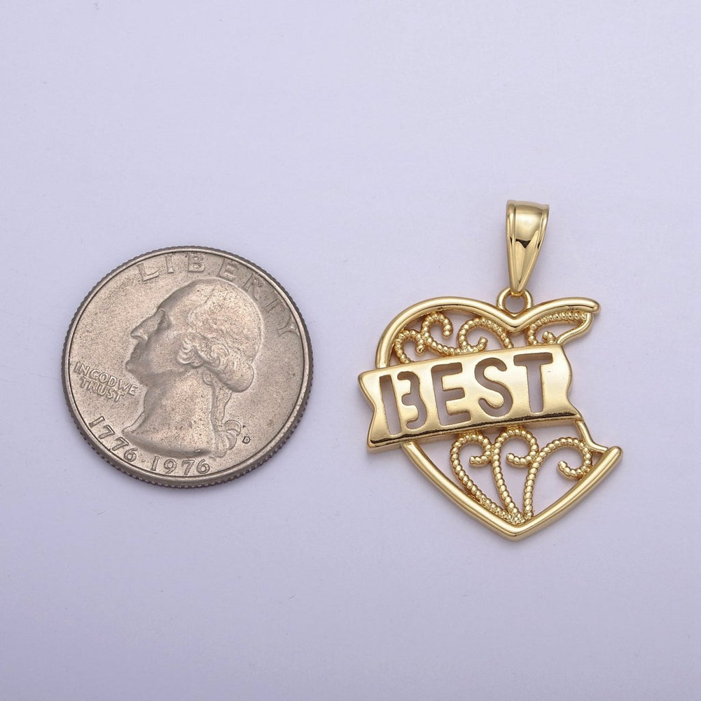 Best Friend 2 Piece Heart Charm Pendant, Bestie Set Puzzle Heart Piece Pendant for Friendship Necklace Making N-555 N-556 - DLUXCA