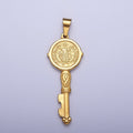 Big 24k Gold plated Saint Benedict Pendant Double Sided San Benito Charm Religious Key Pendant X-648 - DLUXCA
