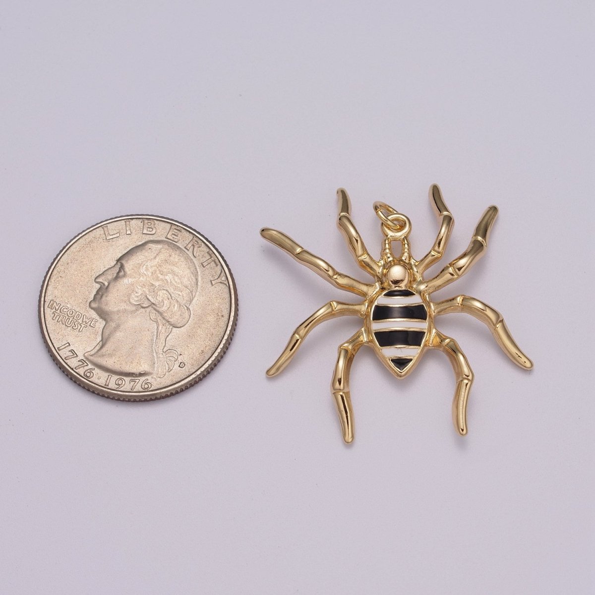 Big Black Spider Charm Pendant | Enamel Spider Charm | Halloween Enamel Pendants | Halloween Inspired Spider Charms | Black Spider Charm, M-789 - DLUXCA