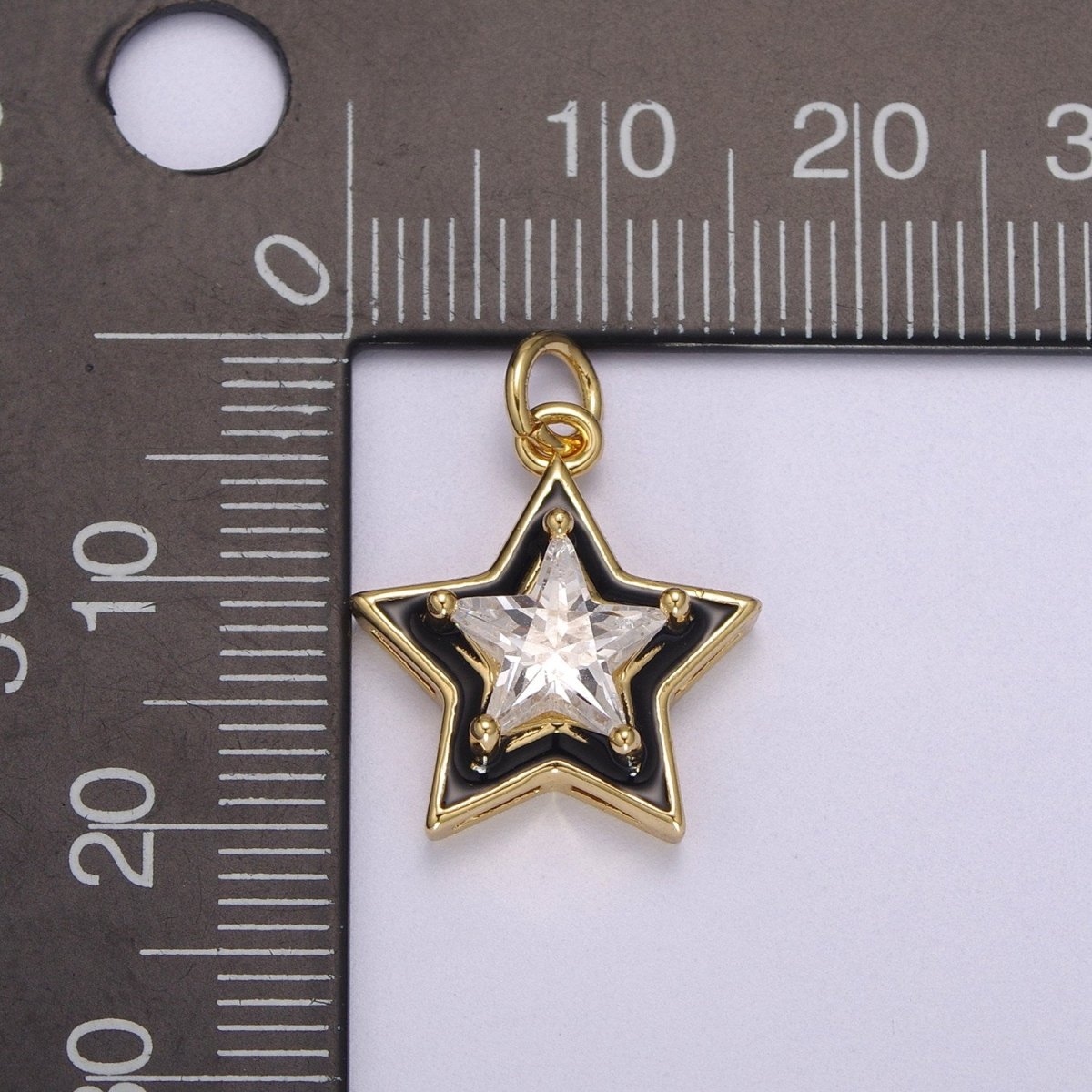 Big Clear CZ Enamel Colorful Star Shape Pendant 14K Gold plated Enamel Charm, Necklace Bracelet Component M-678 - M-681