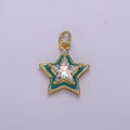 Big Clear CZ Enamel Colorful Star Shape Pendant 14K Gold plated Enamel Charm, Necklace Bracelet Component M-678 - M-681