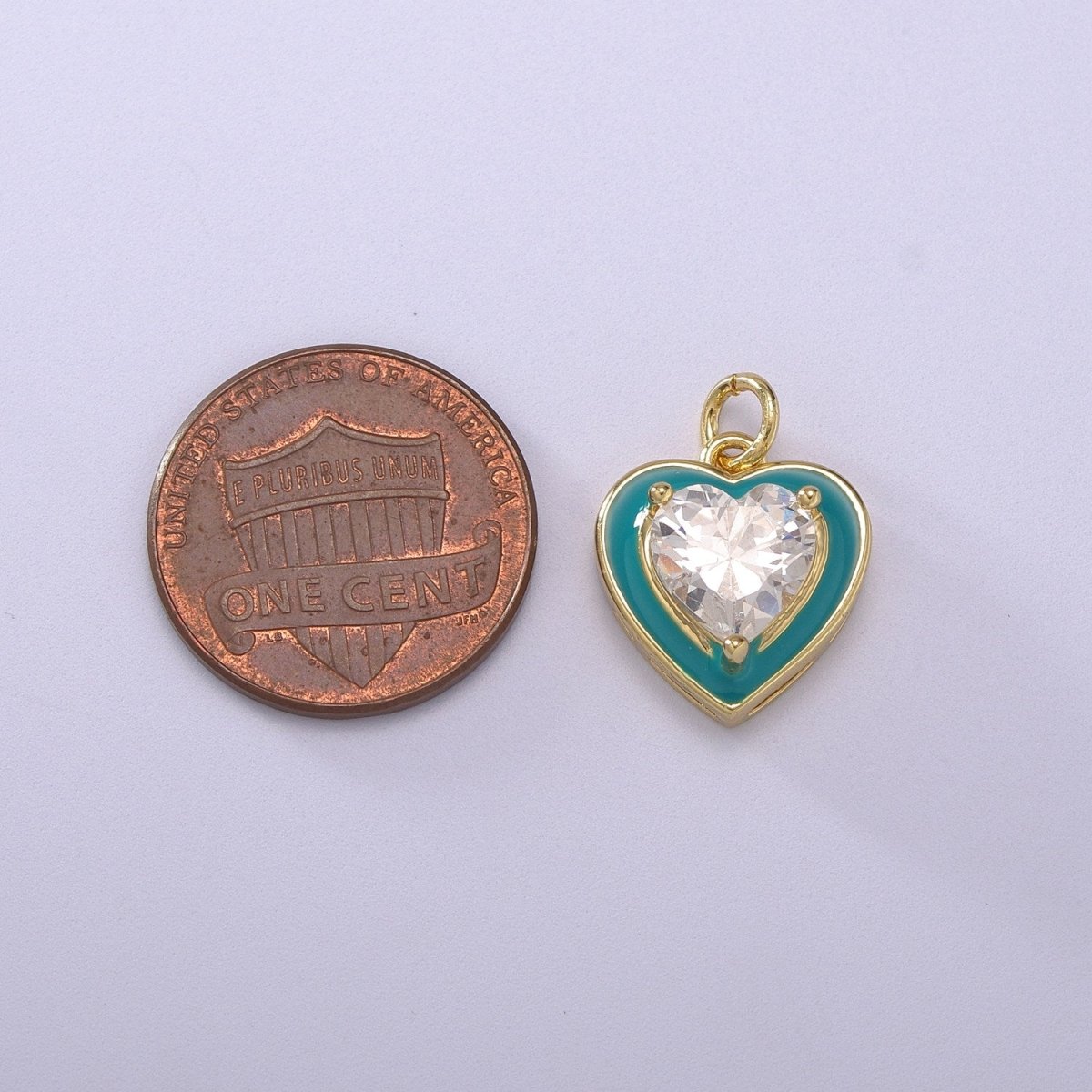 Big Clear CZ Micro Pave on Enamel Colorful Heart Shape Pendant 14K Gold plated Enamel Charm, Necklace Bracelet Component M-670 - M-673