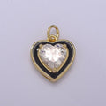 Big Clear CZ Micro Pave on Enamel Colorful Heart Shape Pendant 14K Gold plated Enamel Charm, Necklace Bracelet Component M-670 - M-673