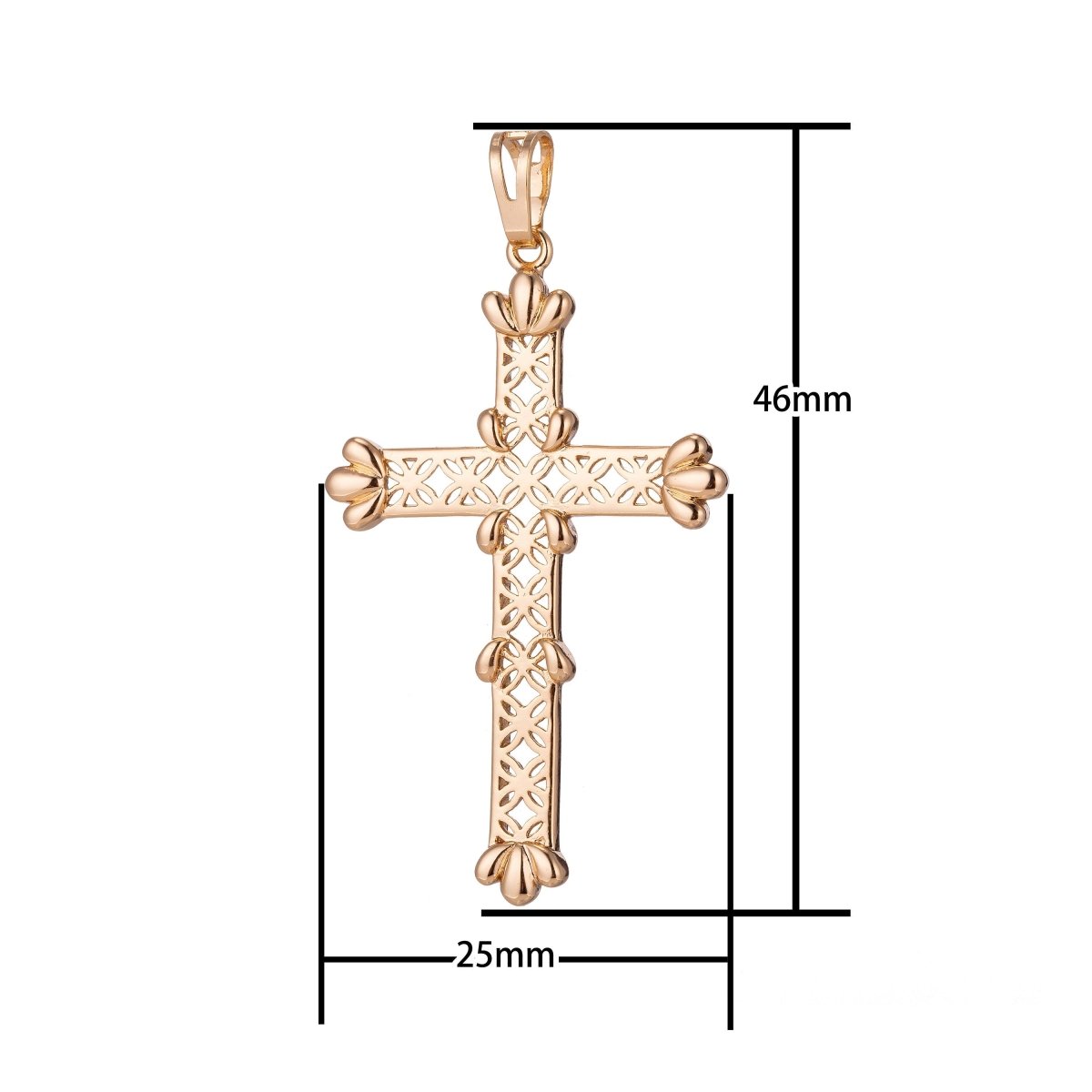 Big Cross Charm, 18K Gold plated Pendant Dainty Cross Necklace Charm for Jewelry Making H-889 - DLUXCA