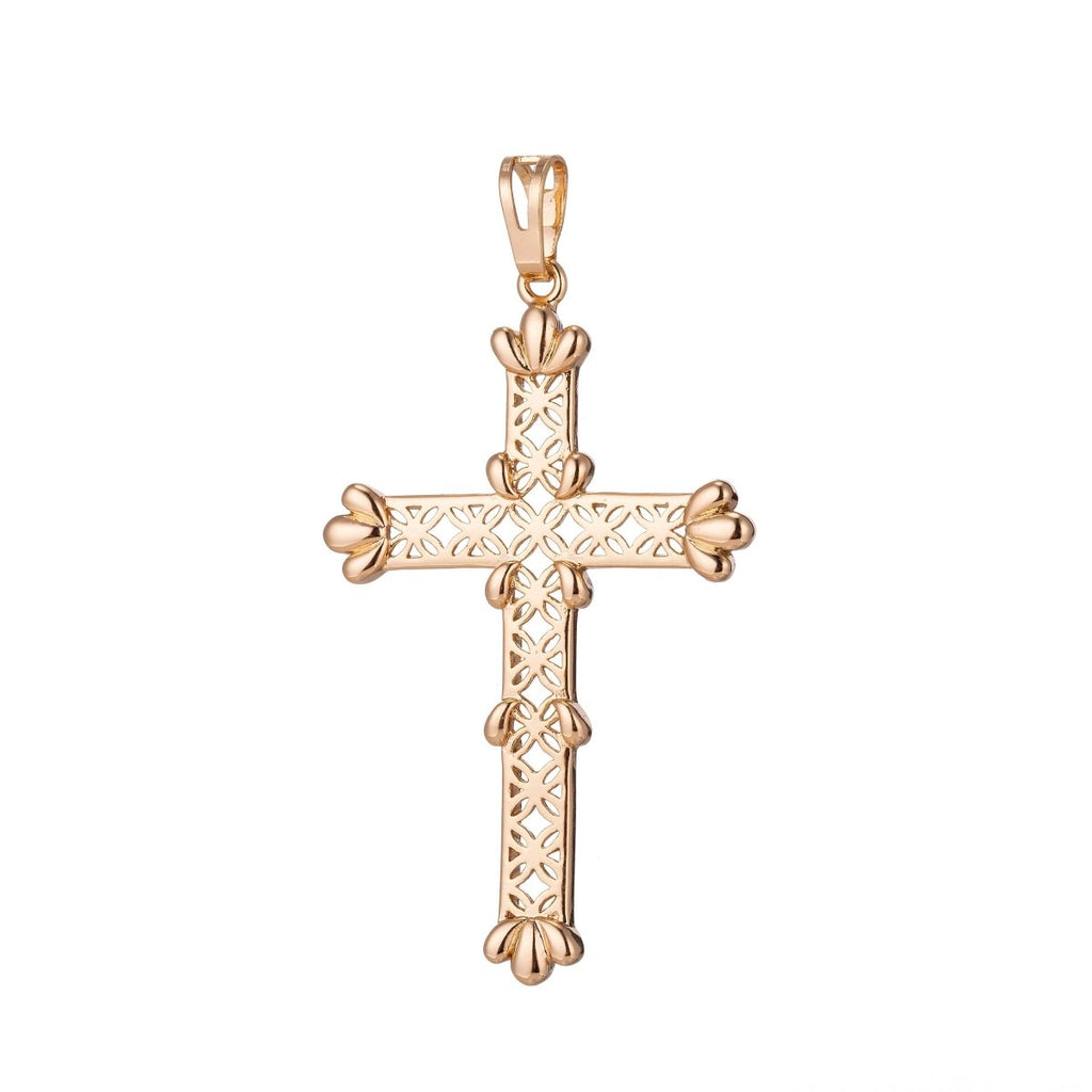 Big Cross Charm, 18K Gold plated Pendant Dainty Cross Necklace Charm for Jewelry Making H-889 - DLUXCA