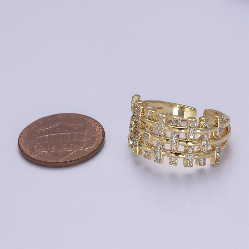Big Cz Statement Ring in Gold / Silver Band for Statement Ring Midi Ring Adjustable S-475 S-476 - DLUXCA