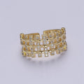 Big Cz Statement Ring in Gold / Silver Band for Statement Ring Midi Ring Adjustable S-475 S-476 - DLUXCA