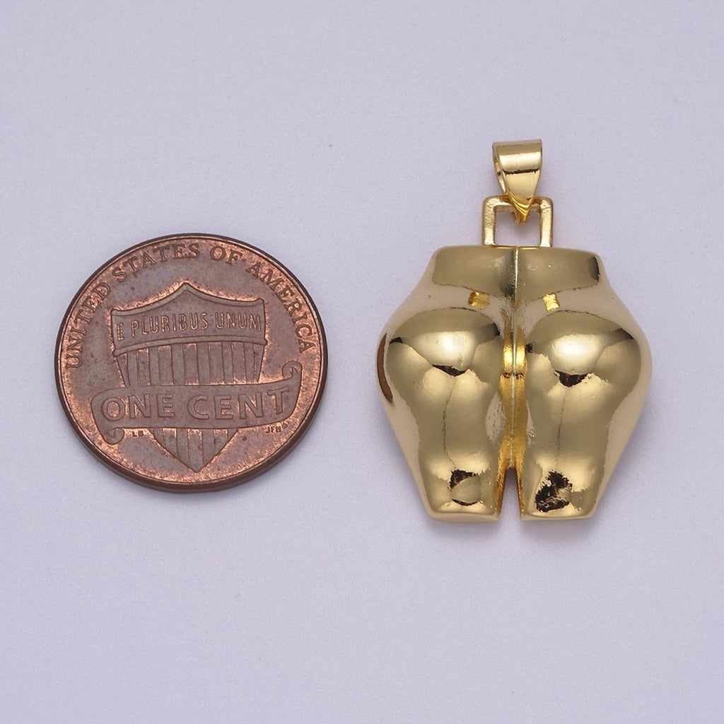 Big Gold plated Bootylicous Booty Pendant // Butt Ass Charm // La Femme Necklace Charm Jewelry J-353 - DLUXCA