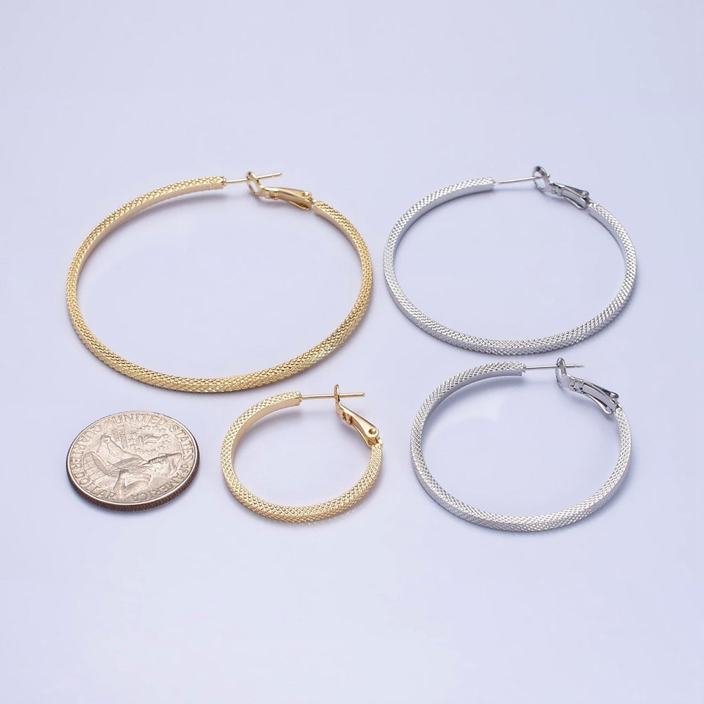 Big Gold Patterned Hoop Earrings Silver Textured Hoop Earring AB761 - AB768