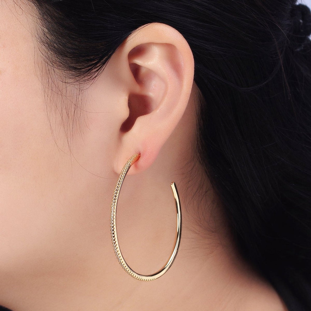 Big Gold Patterned Hoop Earrings Silver Textured Hoop Earring AB761 - AB768