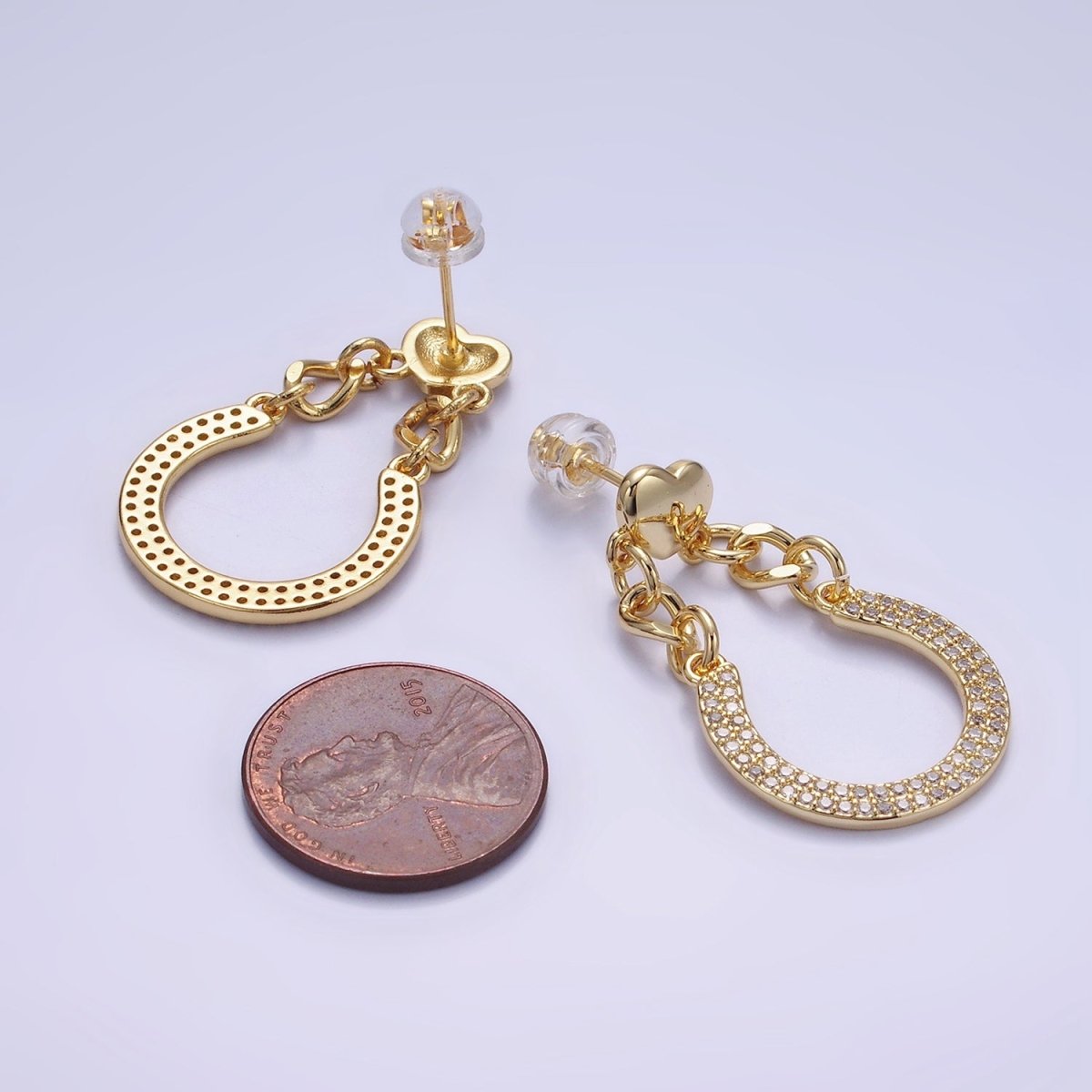 Big Horseshoe Stud Earring in 14k Gold plated Equestrian Jewelry | AE483 - DLUXCA