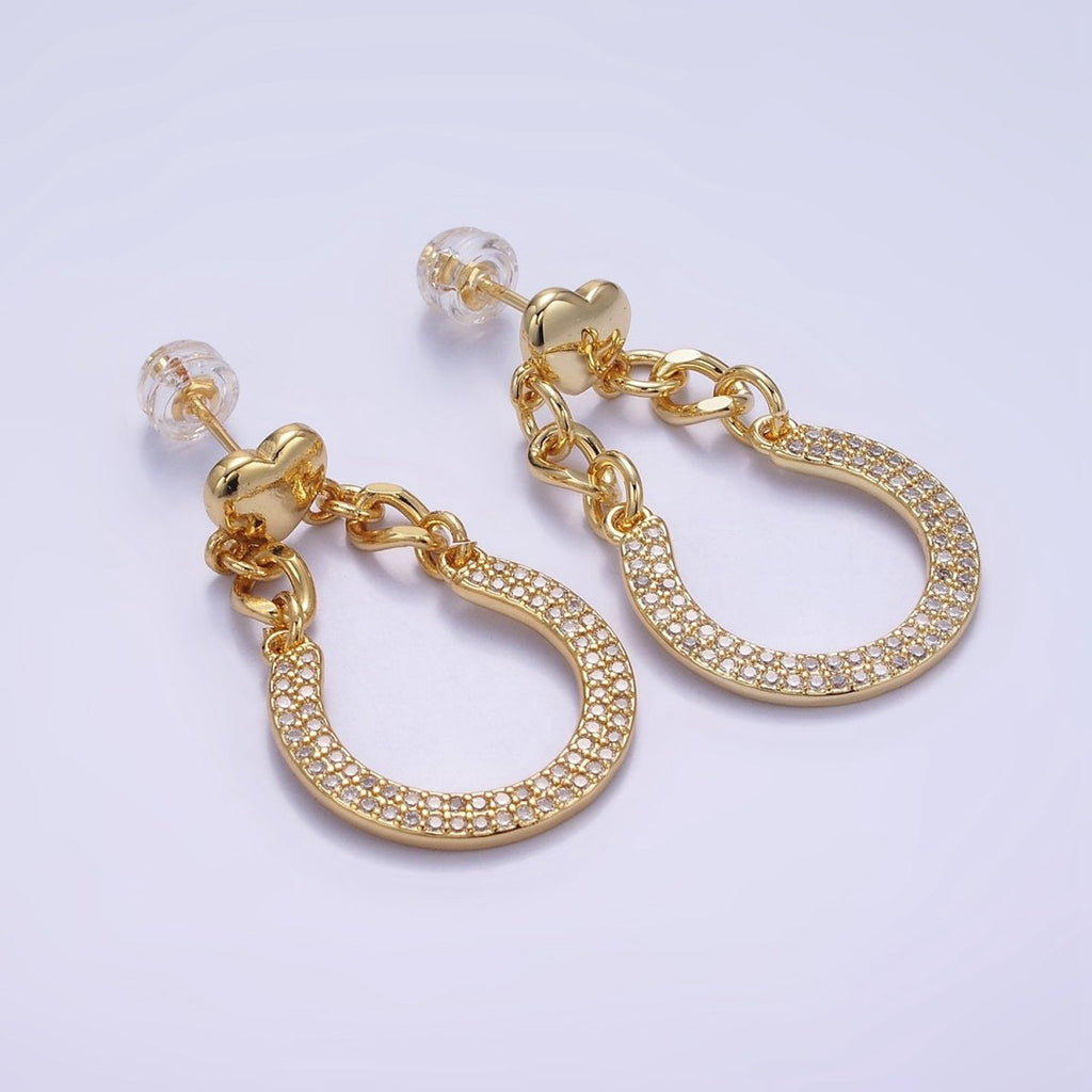 Big Horseshoe Stud Earring in 14k Gold plated Equestrian Jewelry | AE483 - DLUXCA