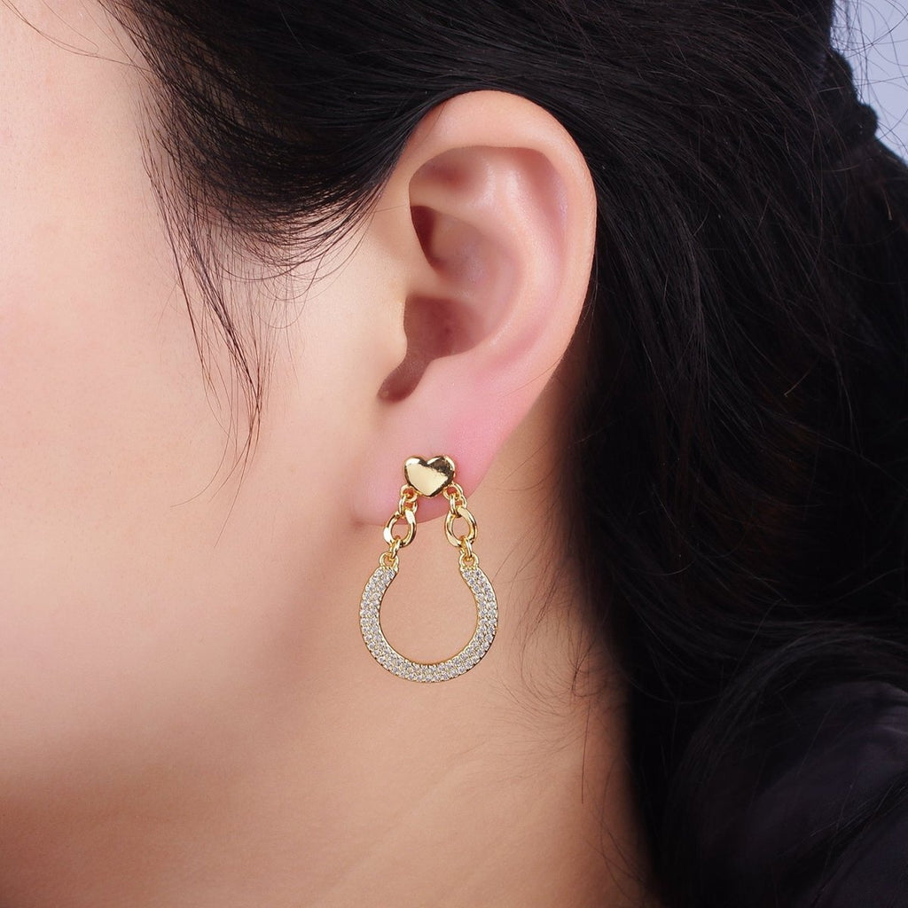Big Horseshoe Stud Earring in 14k Gold plated Equestrian Jewelry | AE483 - DLUXCA
