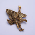 BIG Silver Flying Eagle Pendant Gold Hawk Stainless Steel Charm | X-663 X-664 - DLUXCA
