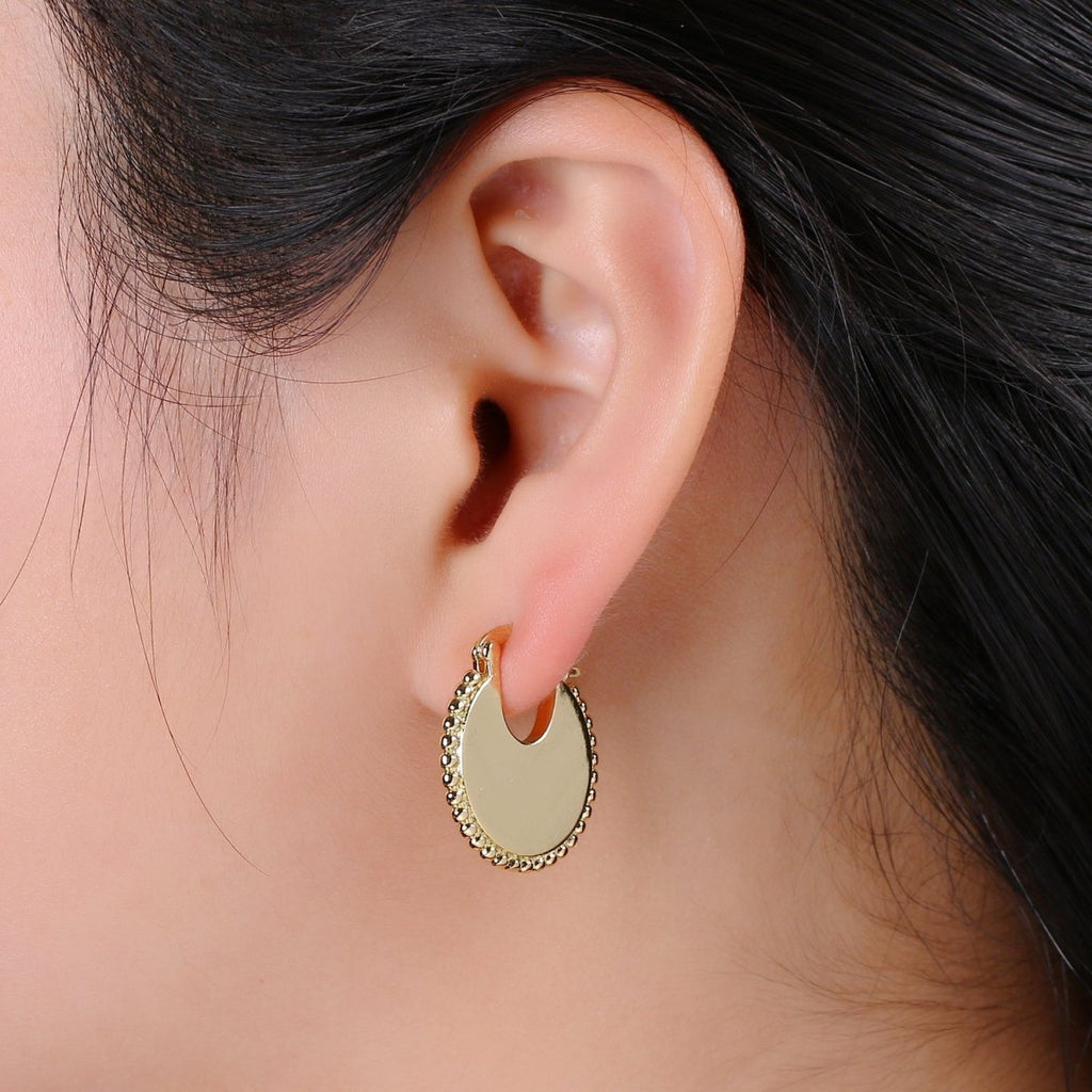 Big Statement Gold Earrings, Gold Fan Earrings, Large Gold Earrings, Women Big Earrings Bold Statement Jewelry Q-337 - DLUXCA