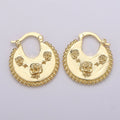 Big Statement Gold Earrings, Gold Fan Earrings, Large Gold Earrings, Women Big Earrings Rose Flower Floral Design Jewelry Q-336 - DLUXCA