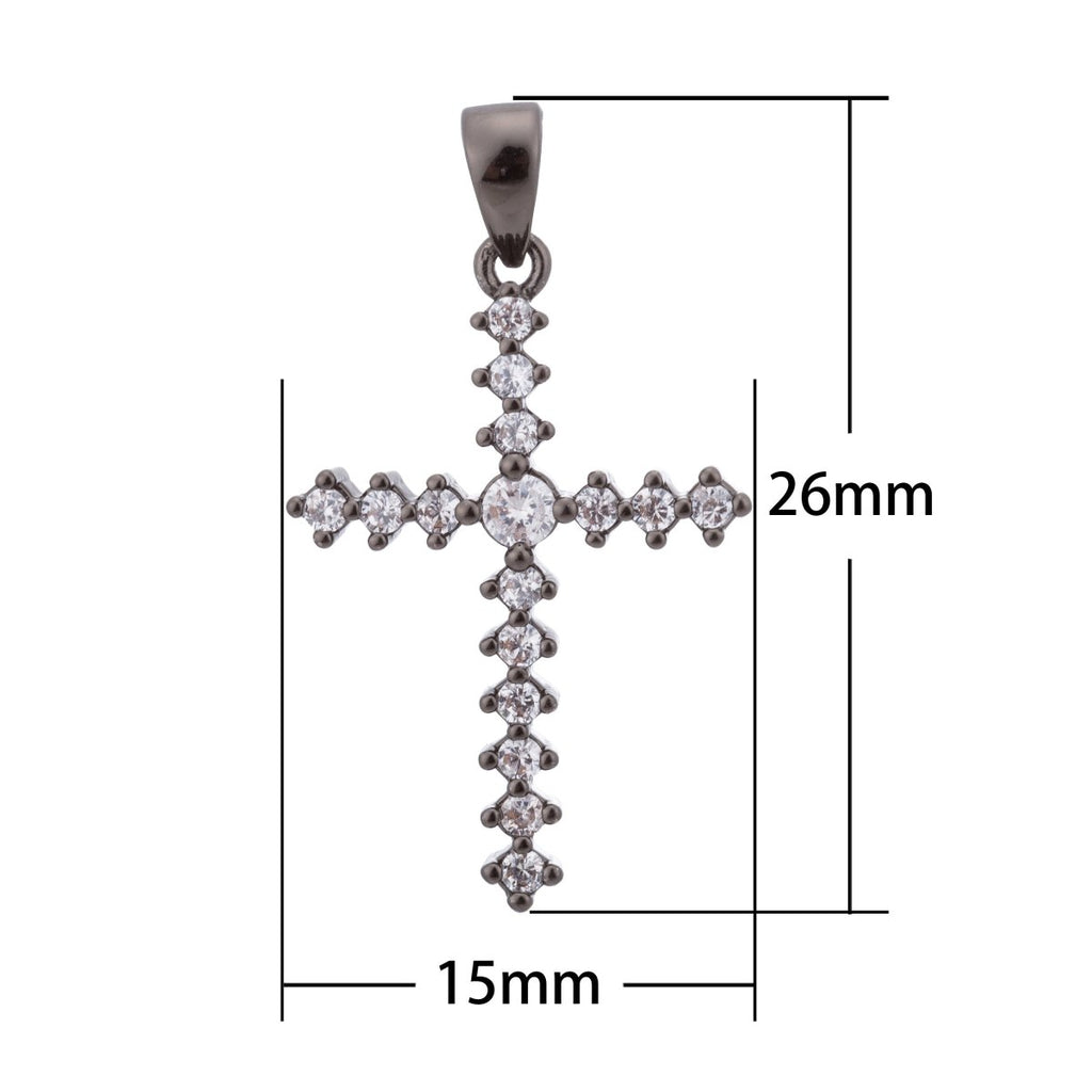 Black Cross, Faith, Believe, Love, Peace, Joy, Jesus, Religious, Girl, Cubic Zirconia Necklace Pendant Bails Findings for Jewelry Making H-651 - DLUXCA